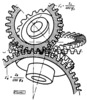 Bevel gear and planar cog