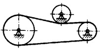 Tooth belt drive with outside idler pulley