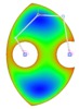 Parallel manipulator workspace. Inverse Jacobian value color map