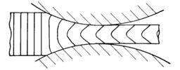 Deformation obtained in a billet of plasticeno laminated